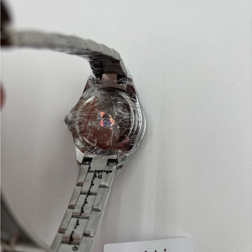OLEVS Women's Luxury Watch Silver Red Dial Crystal Bezel Stainless‎